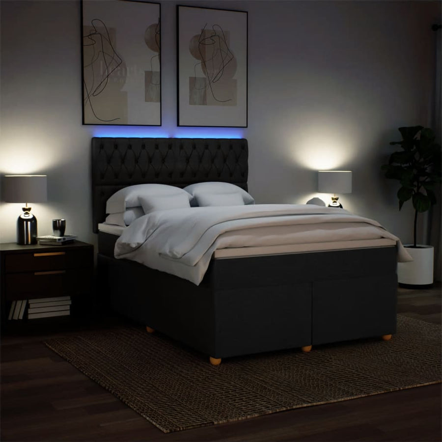 Boxspring met matras stof zwart 140x200 cm