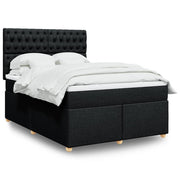 Box spring bed with black fabric mattress 140x200 cm