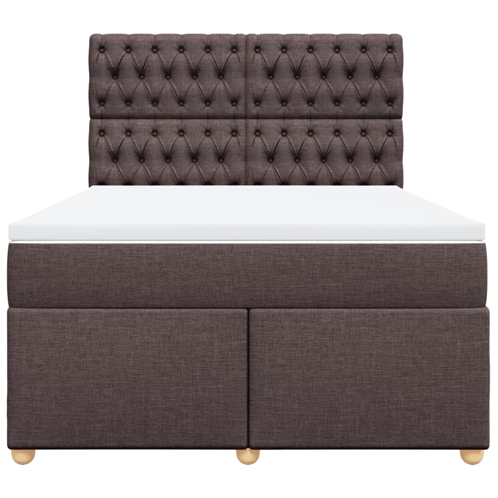 Boxspring met matras stof donkerbruin 140x200 cm