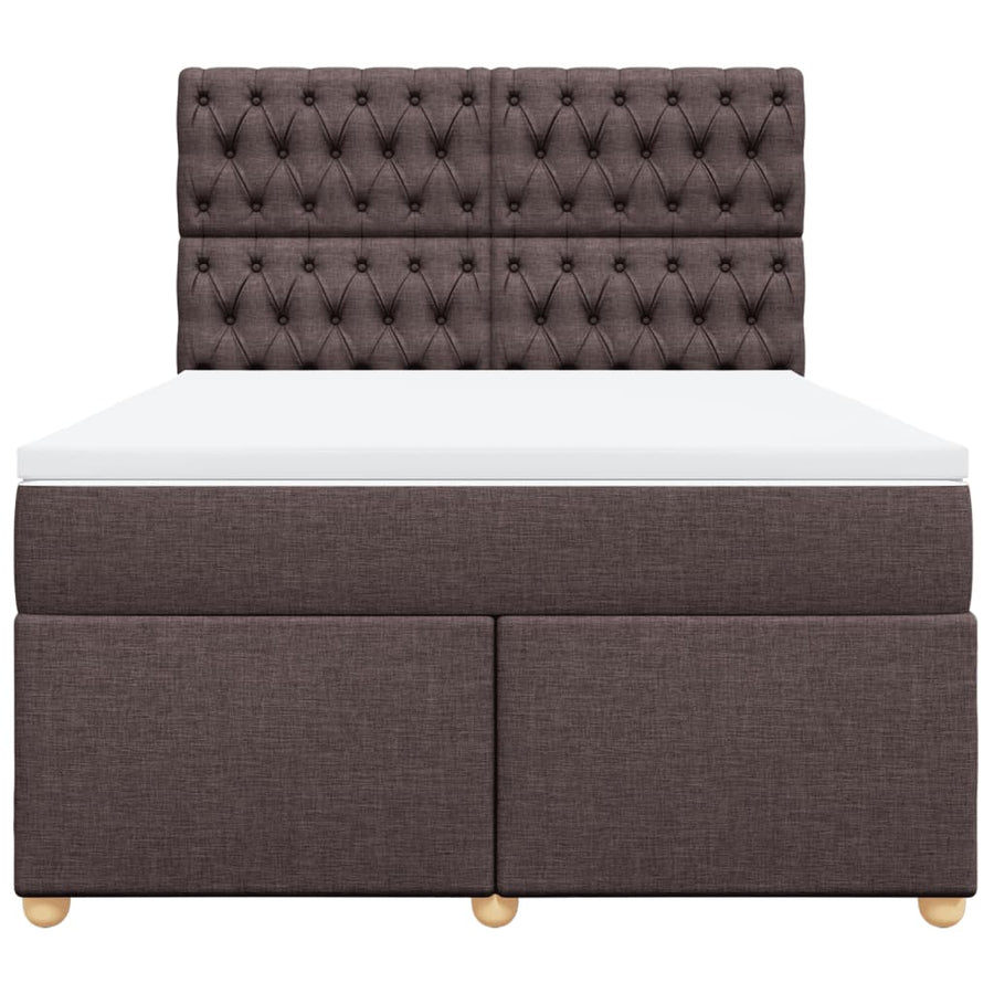 Boxspring met matras stof donkerbruin 140x200 cm