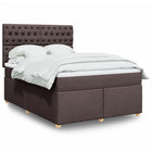 Box spring bed with dark brown fabric mattress 140x200 cm