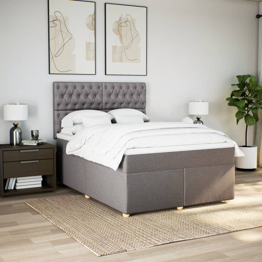 Boxspring met matras stof taupe 140x200 cm