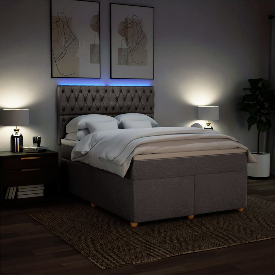 Boxspring met matras stof taupe 140x200 cm
