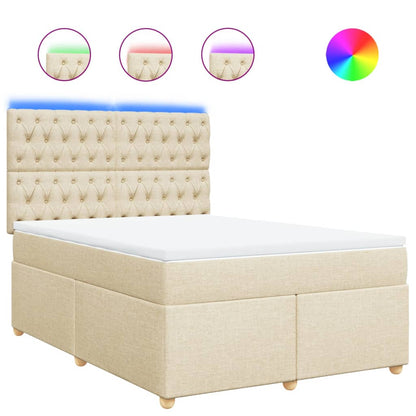 Boxspring met matras stof crèmekleurig 140x200 cm