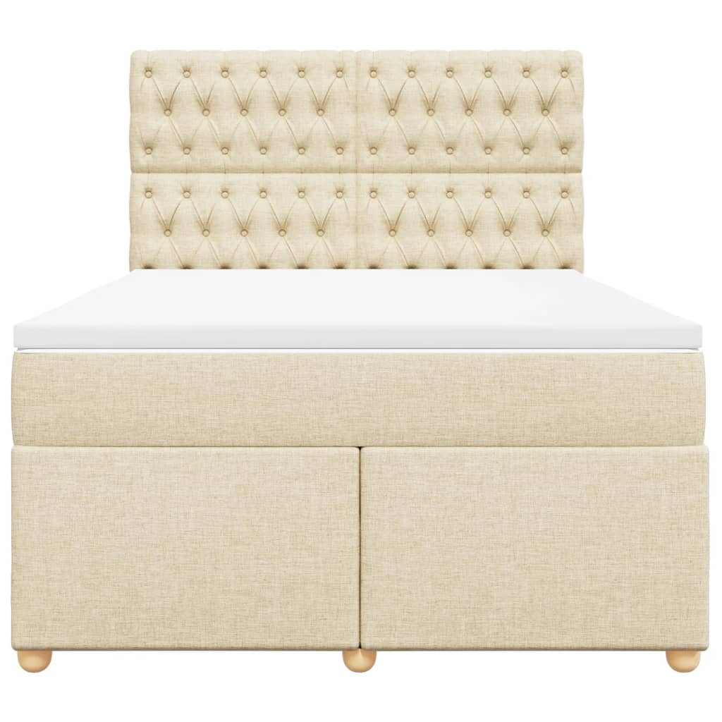 Boxspring met matras stof crèmekleurig 140x200 cm
