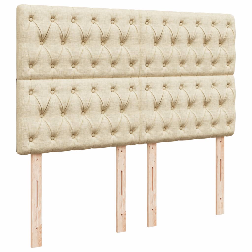 Boxspring met matras stof crèmekleurig 140x200 cm