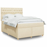 Box spring with mattress fabric cream 140x200 cm