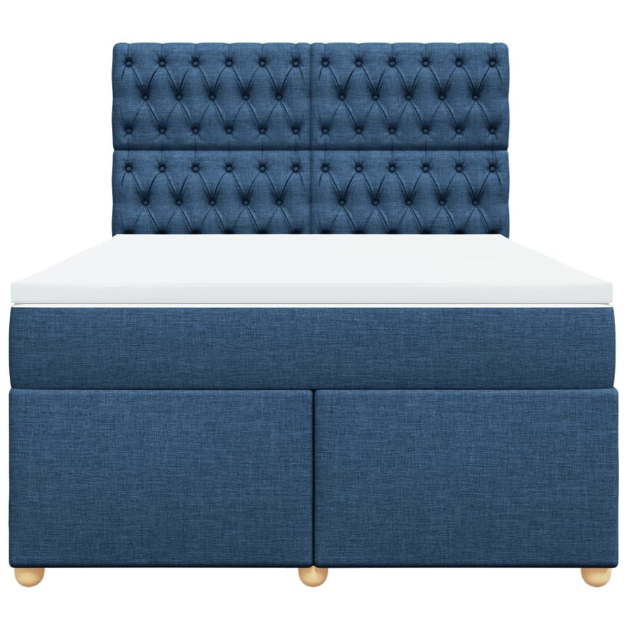 Boxspring met matras stof blauw 140x200 cm