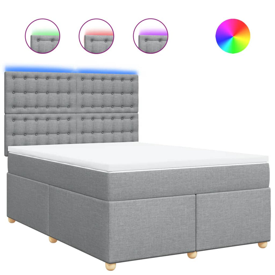 Boxspring met matras stof lichtgrijs 140x200 cm