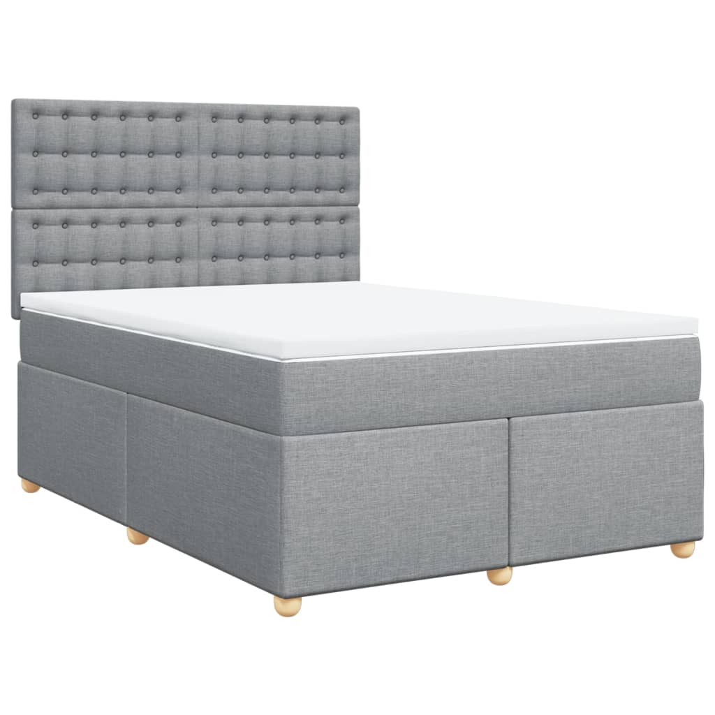 Boxspring met matras stof lichtgrijs 140x200 cm