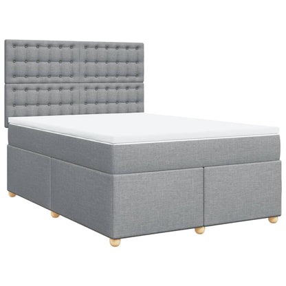 Boxspring met matras stof lichtgrijs 140x200 cm