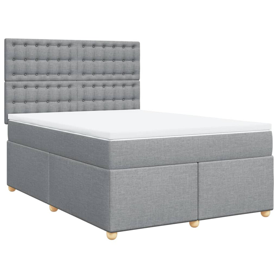 Boxspring met matras stof lichtgrijs 140x200 cm