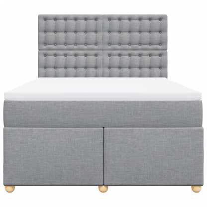 Boxspring met matras stof lichtgrijs 140x200 cm