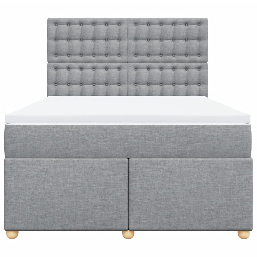 Boxspring met matras stof lichtgrijs 140x200 cm