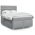 Boxspring met matras stof lichtgrijs 140x200 cm