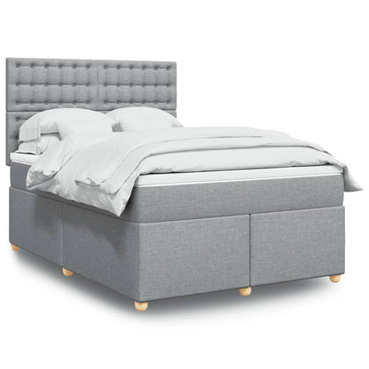 Boxspring met matras stof lichtgrijs 140x200 cm