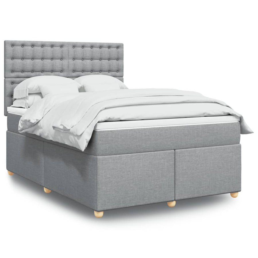 Boxspring met matras stof lichtgrijs 140x200 cm