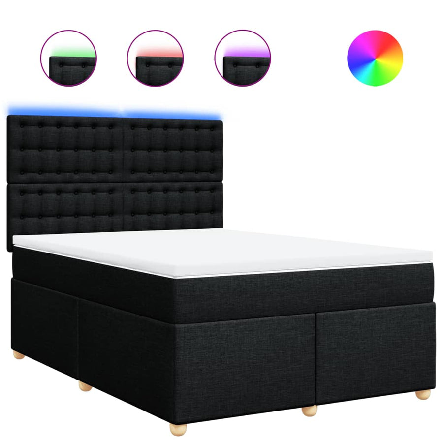 Boxspring met matras stof zwart 140x200 cm