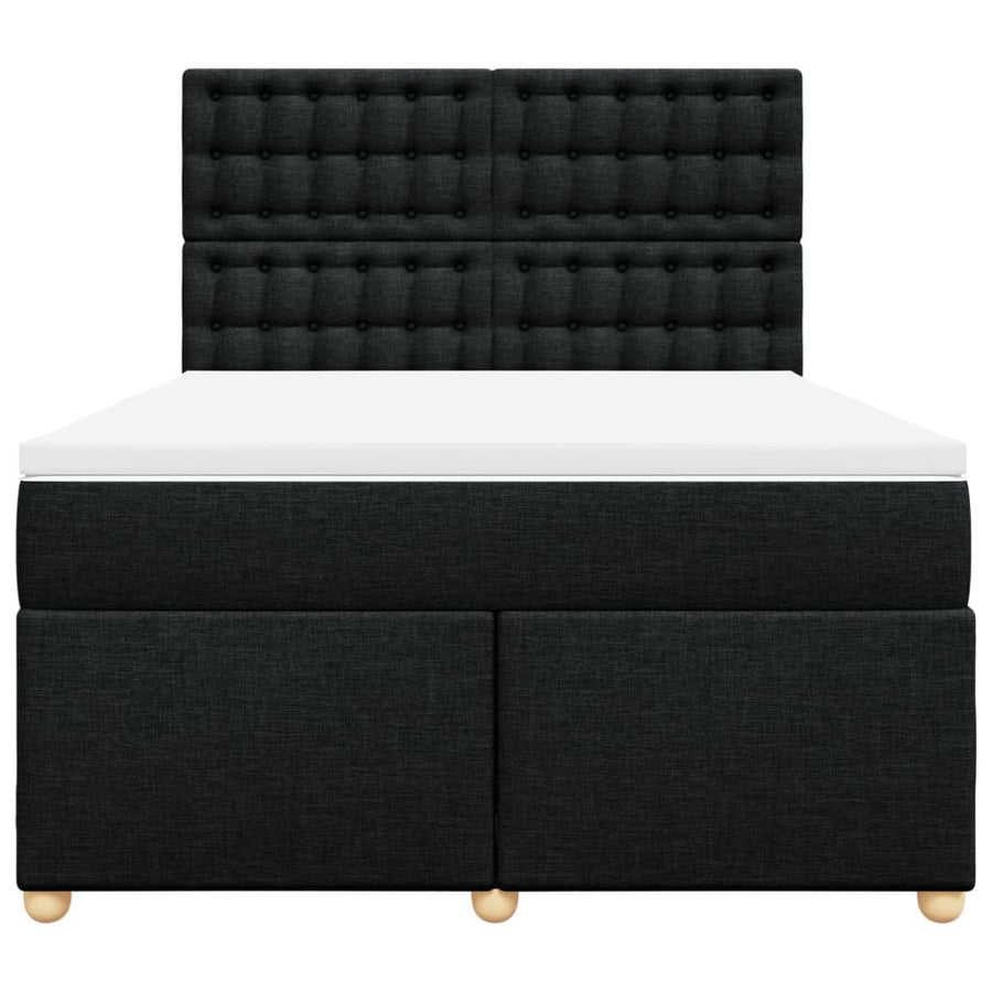 Boxspring met matras stof zwart 140x200 cm