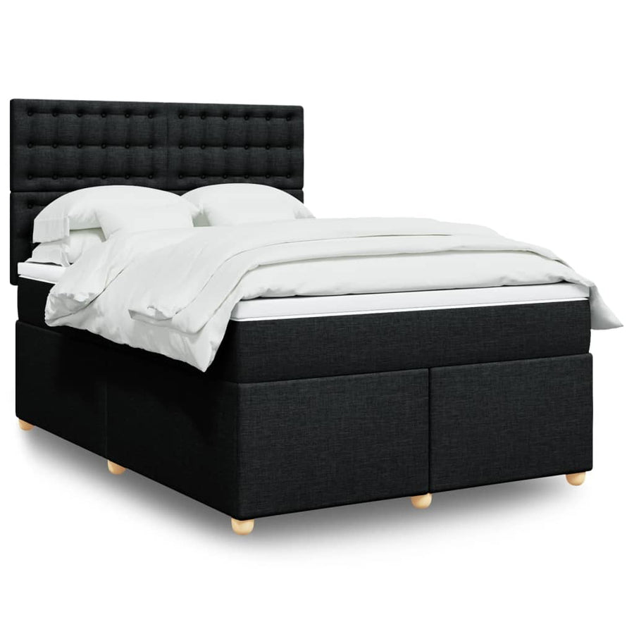 Boxspring met matras stof zwart 140x200 cm