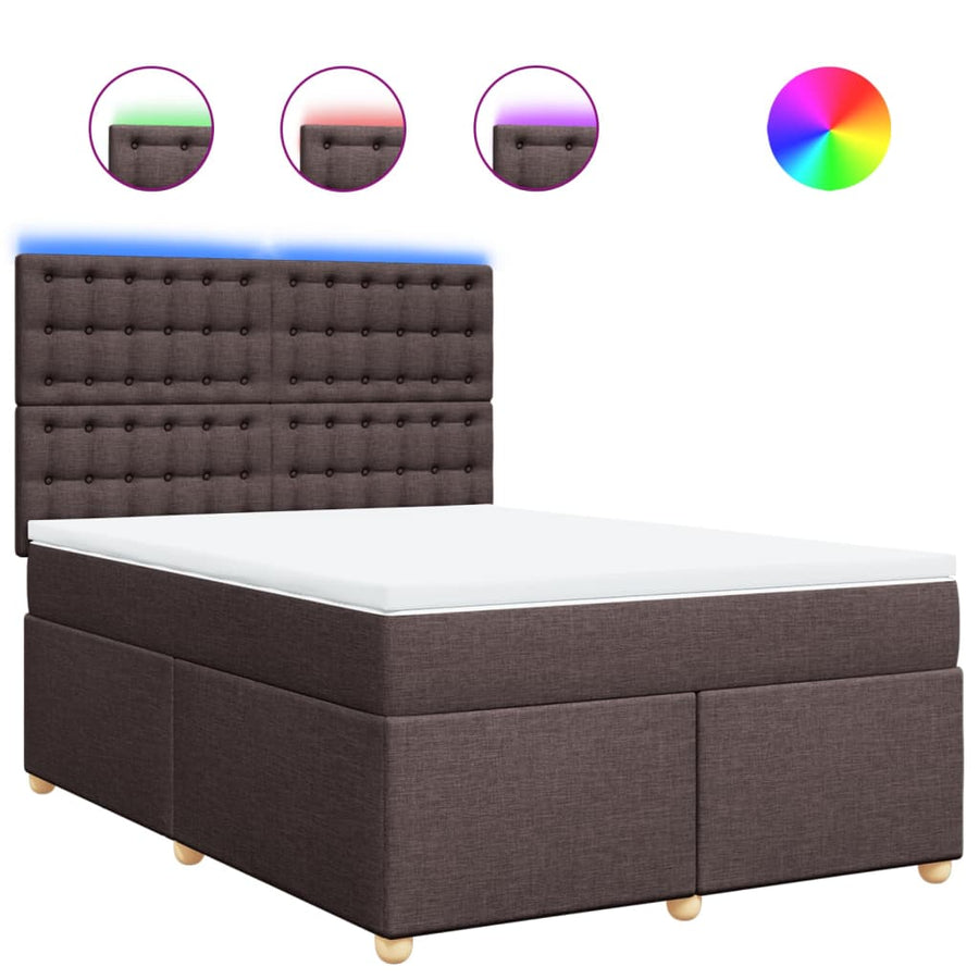 Boxspring met matras stof donkerbruin 140x200 cm