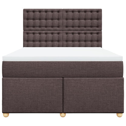 Boxspring met matras stof donkerbruin 140x200 cm