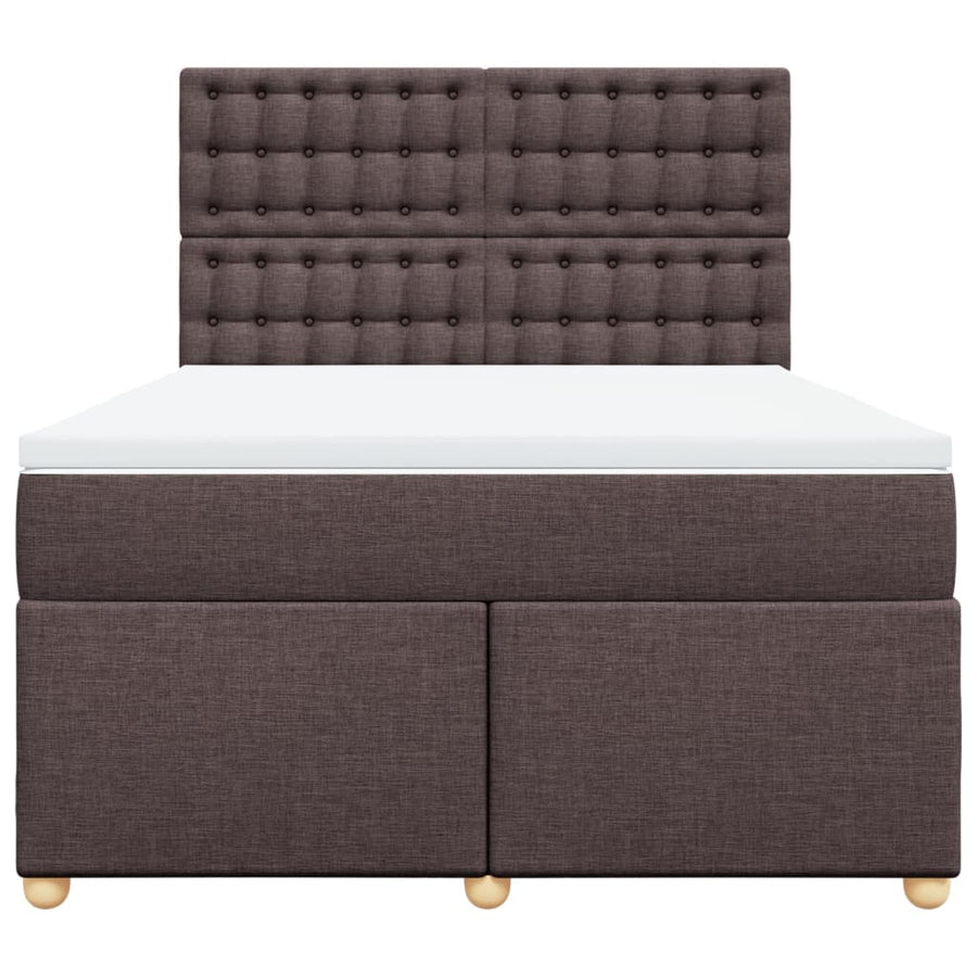 Boxspring met matras stof donkerbruin 140x200 cm