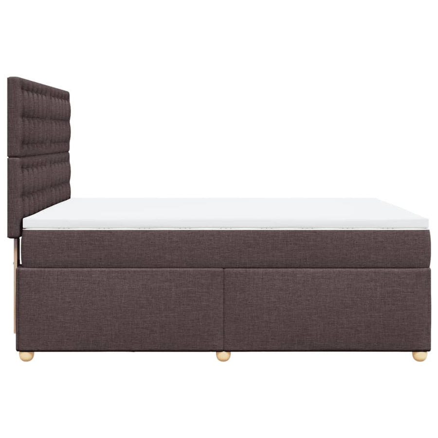Boxspring met matras stof donkerbruin 140x200 cm