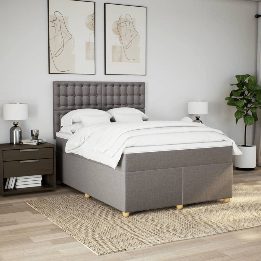 Boxspring met matras stof taupe 140x200 cm