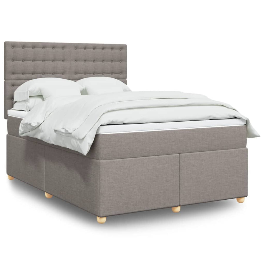 Boxspring met matras stof taupe 140x200 cm