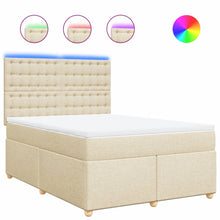 Boxspring met matras stof crèmekleurig 140x200 cm