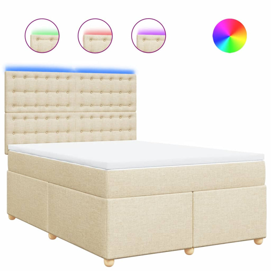 Boxspring met matras stof crèmekleurig 140x200 cm