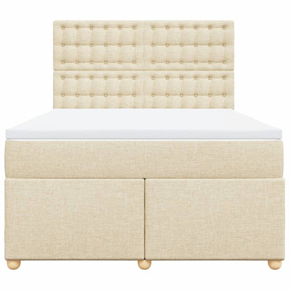 Boxspring met matras stof crèmekleurig 140x200 cm