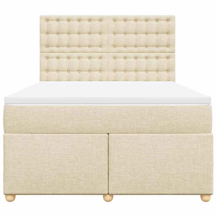Boxspring met matras stof crèmekleurig 140x200 cm