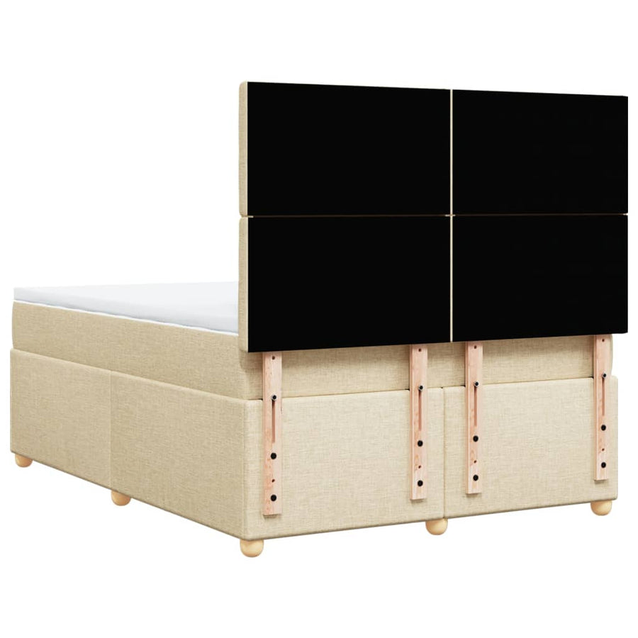 Boxspring met matras stof crèmekleurig 140x200 cm