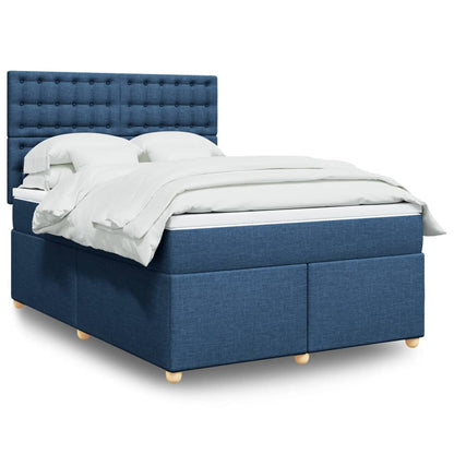 Boxspring met matras stof blauw 140x200 cm