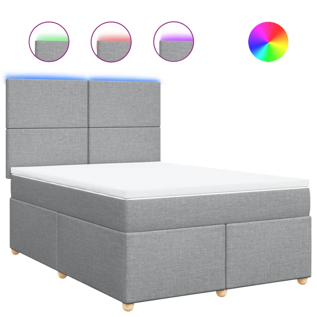 Boxspring met matras stof lichtgrijs 160x200 cm