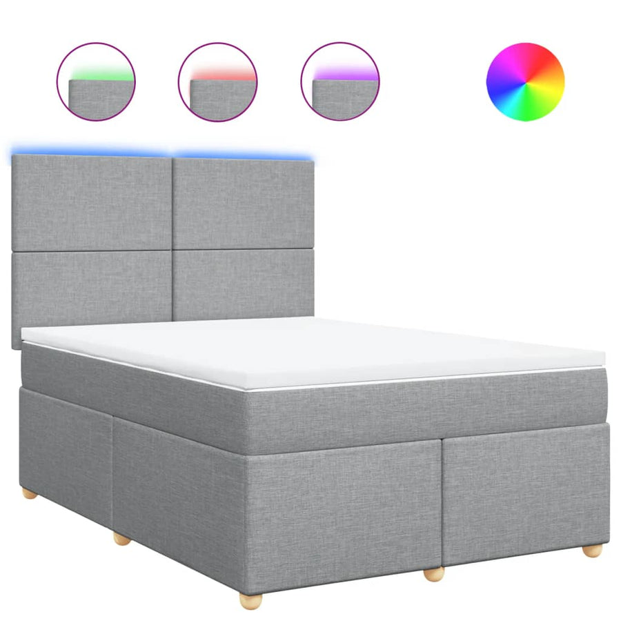 Boxspring met matras stof lichtgrijs 160x200 cm