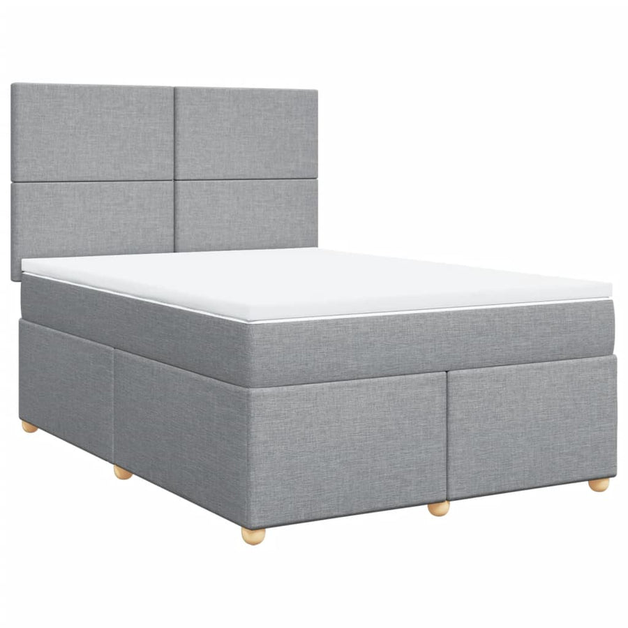 Boxspring met matras stof lichtgrijs 160x200 cm