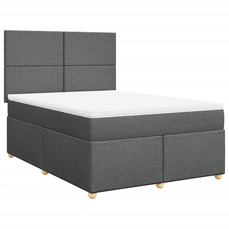 Boxspring met matras stof donkergrijs 160x200 cm