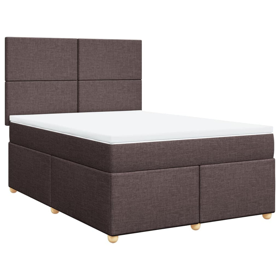 Boxspring met matras stof donkerbruin 160x200 cm