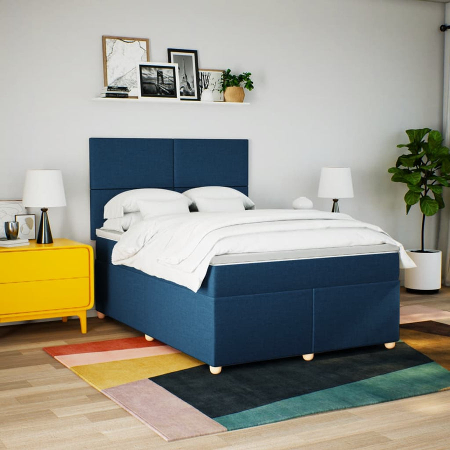 Boxspring met matras stof blauw 160x200 cm