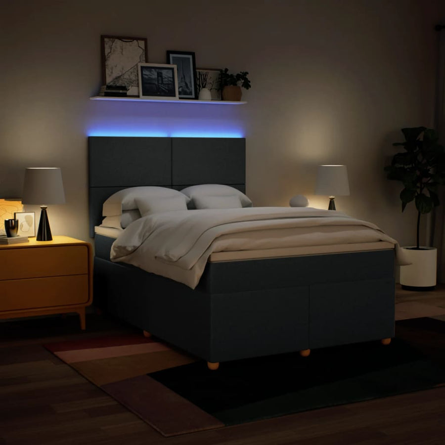 Boxspring met matras stof blauw 160x200 cm