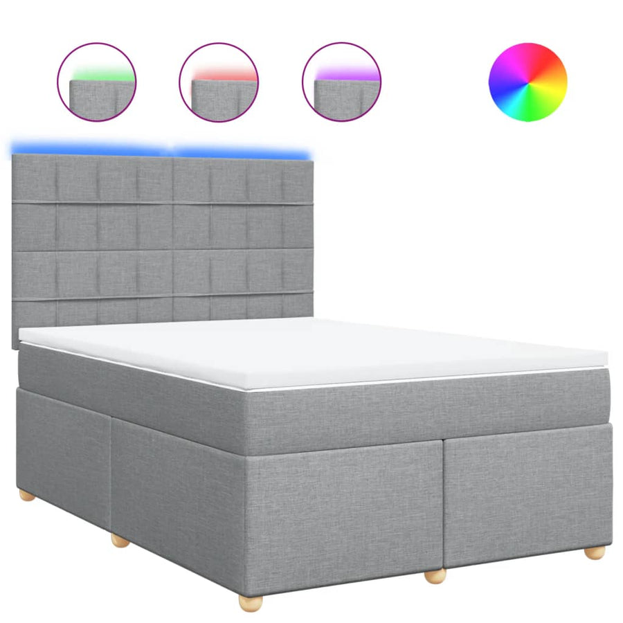 Boxspring met matras stof lichtgrijs 160x200 cm