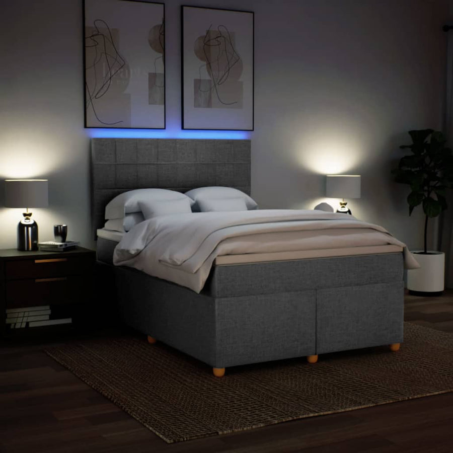 Boxspring met matras stof lichtgrijs 160x200 cm