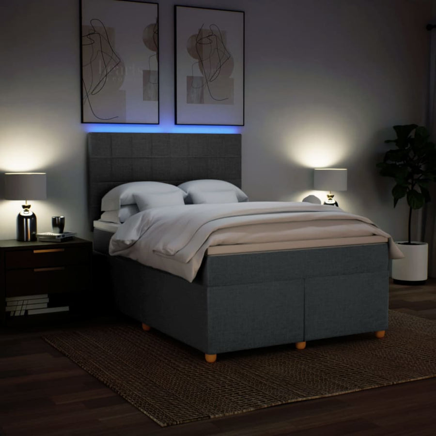 Boxspring met matras stof donkergrijs 160x200 cm