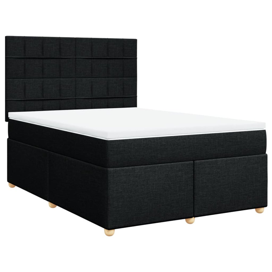 Boxspring met matras stof zwart 160x200 cm