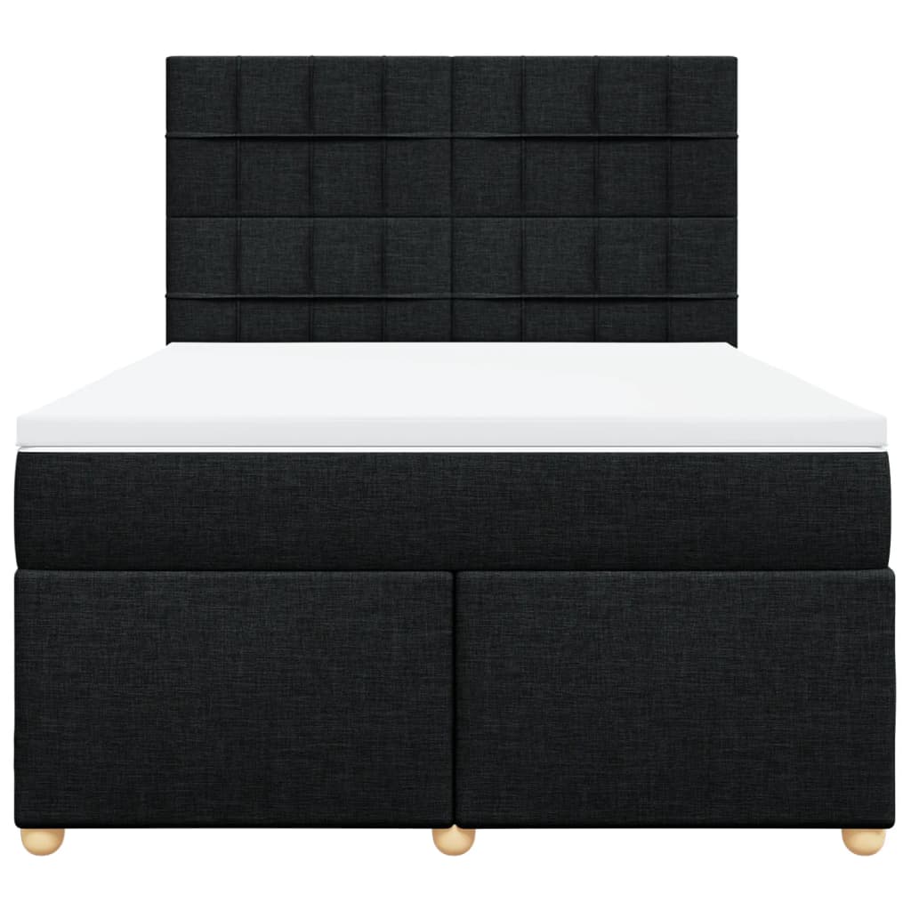 Boxspring met matras stof zwart 160x200 cm