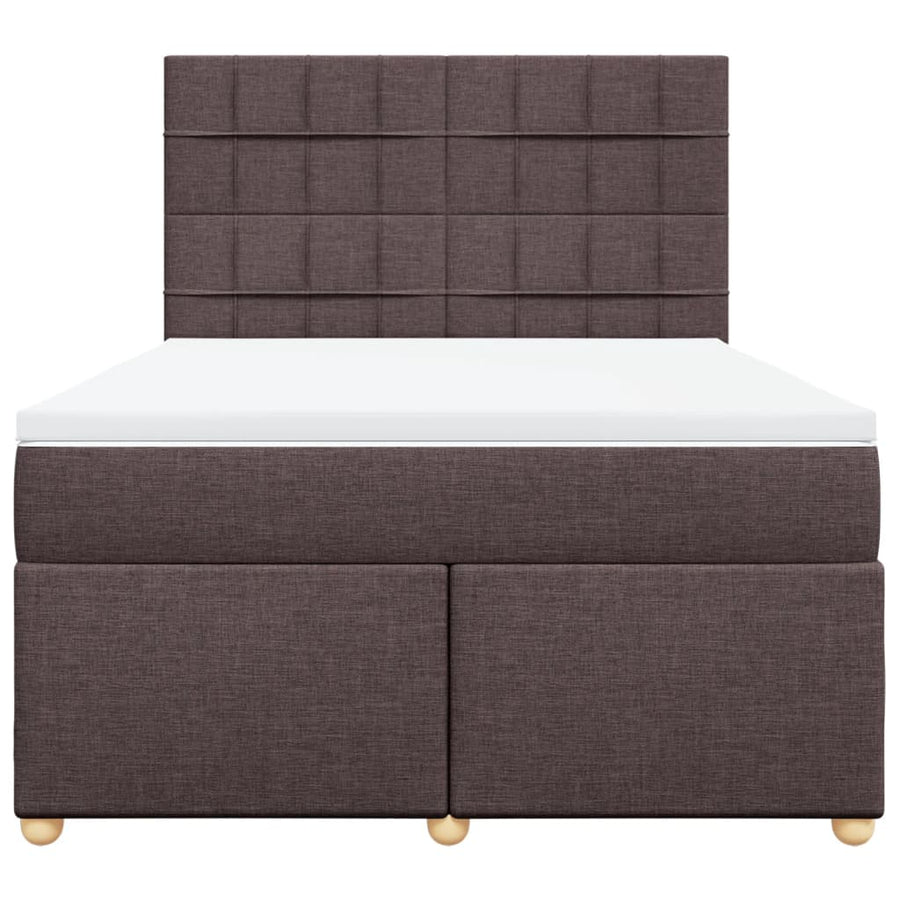 Boxspring met matras stof donkerbruin 160x200 cm