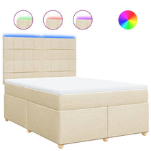 Boxspring met matras stof crèmekleurig 160x200 cm